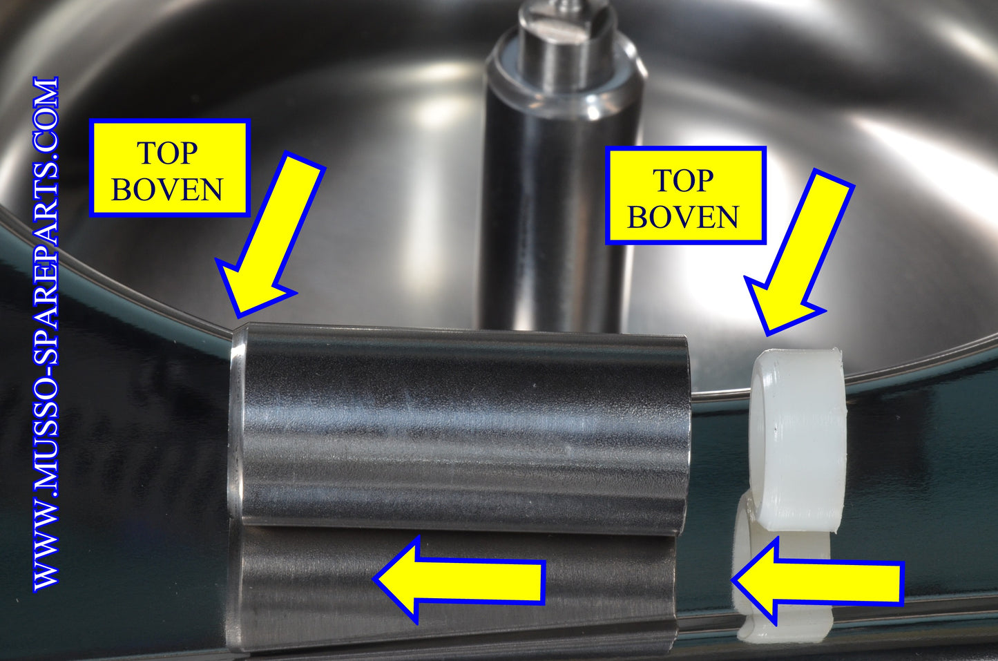 Bovenzijde as-geleider en nieuwe as ring voor Musso Stella ijsmachine