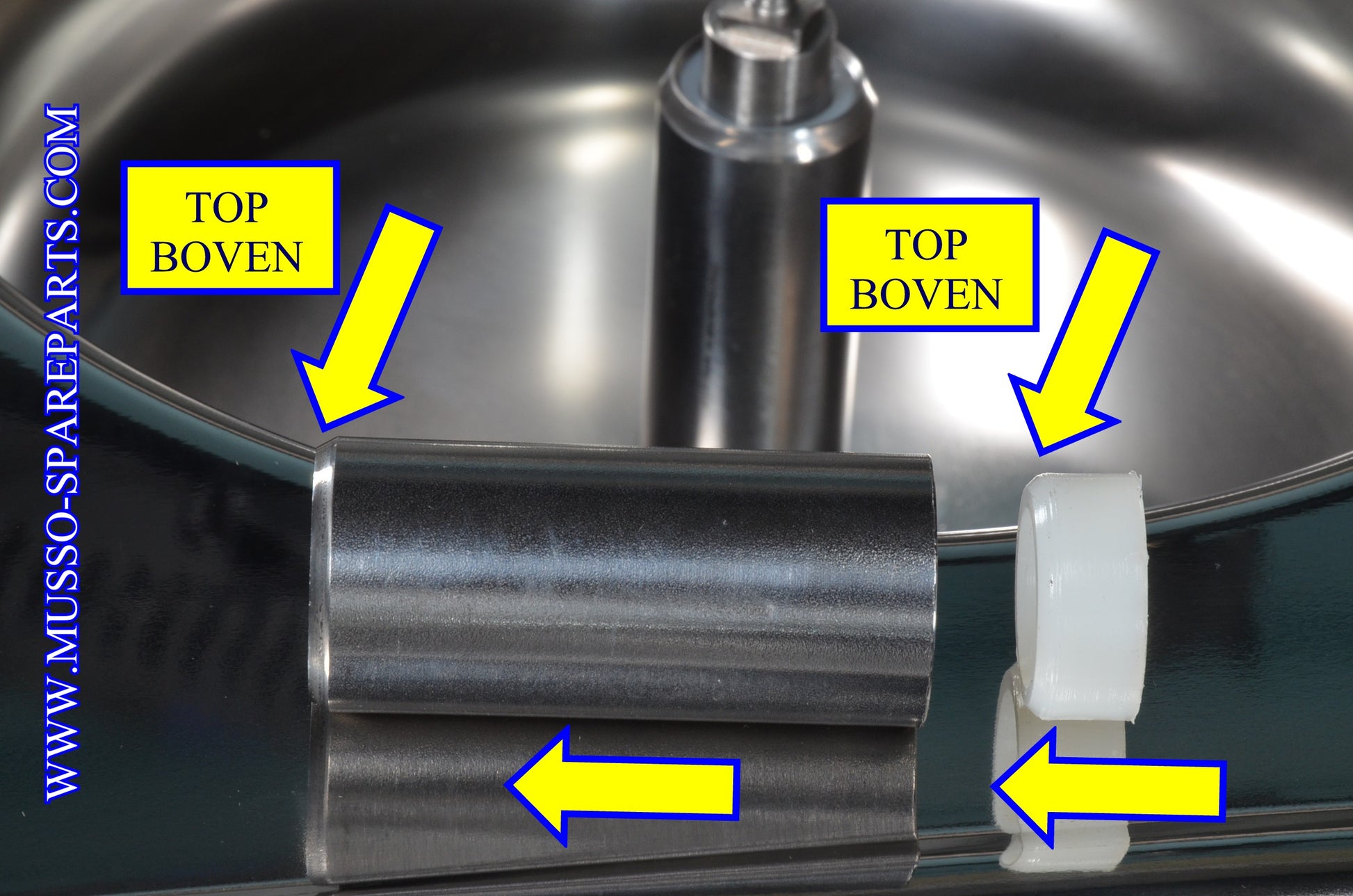Bovenzijde as-geleider en nieuwe as ring voor Musso Stella ijsmachine